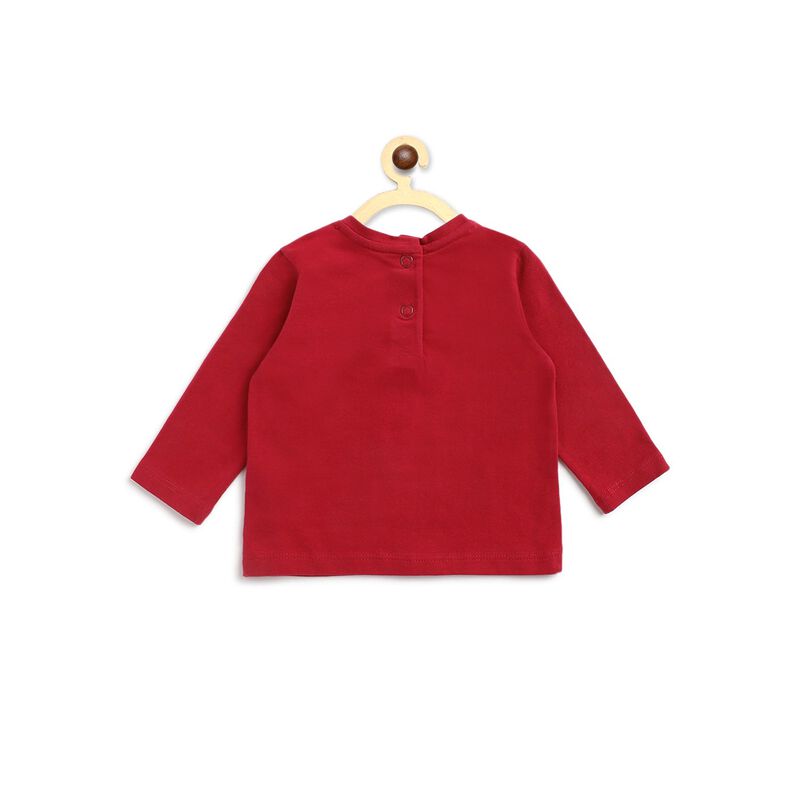 Knitted Red T-Shirt With Print image number null